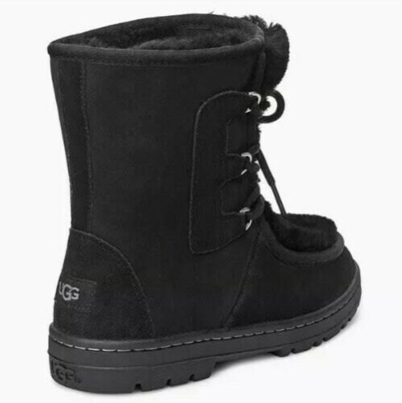 New Ugg MUKLUK REVIVAL 10 Black Leather Suede Fur Sheepskin Wm Boots Eu 41 $240 - Picture 4 of 6